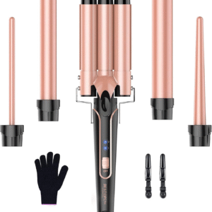 BESTOPE PRO ROSE GOLD – Juego de Plancha Ondulada 5 en 1 con Barriles Intercambiables