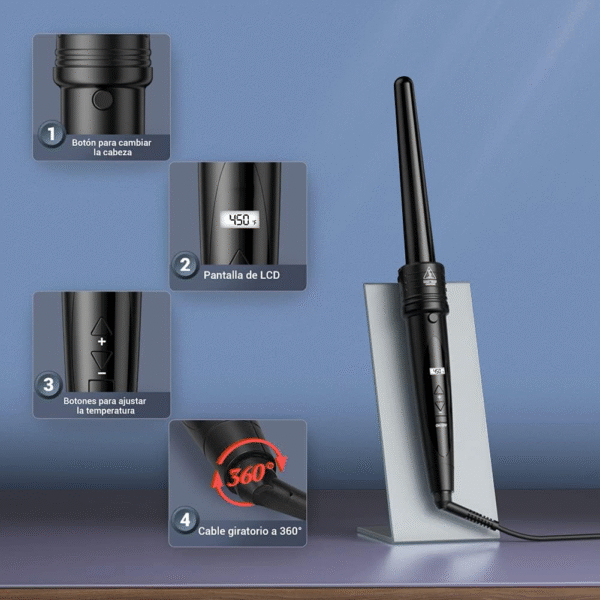 ELEHOT-Store Rizador ET-W301 – Rizador Profesional 5 en 1 con Pantalla LCD - Imagen 3