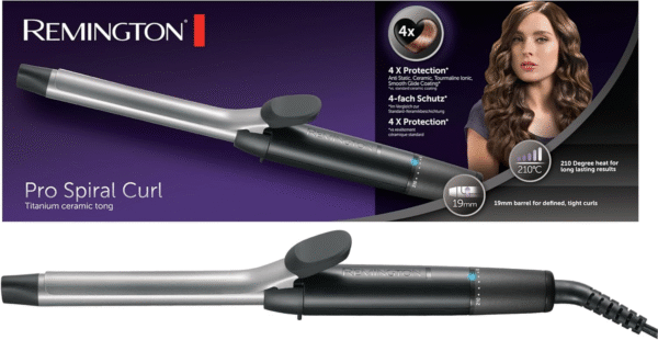 Remington CI5519 Pro Spiral Curl – Rizador de 19 mm con Protección x4