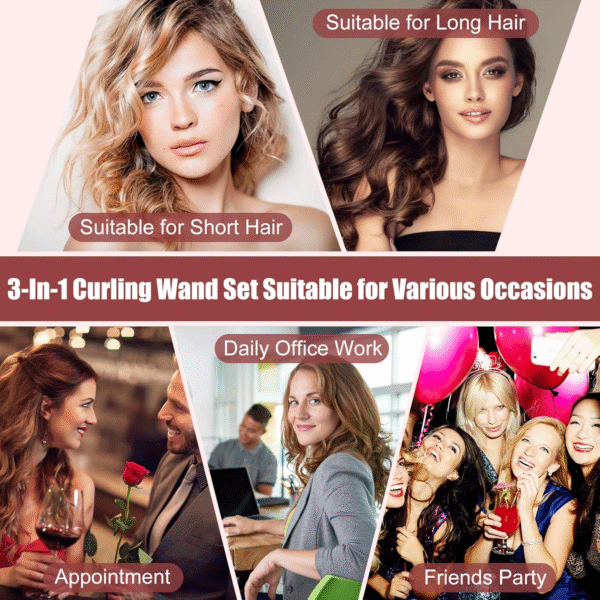 SWORCHI Curling Iron 3 en 1 – Ondas Perfectas con Temperatura Ajustable - Imagen 7